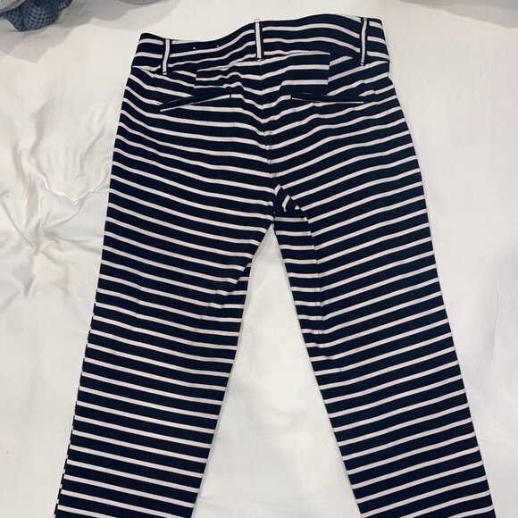 LOFT “Marisa” Straight Fit Pants | Black, White & Beige Stripe | Size 0 - Picture 2 of 7